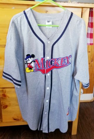 Vintage Sewn Disney Mickey Mouse 1928 League Baseball Jersey Shirt Men Xxl 2xl