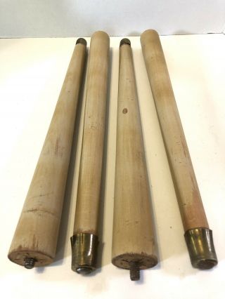 4 Vtg 15.  5”mid - Century Modern Wood/brass Tapered Furniture Replacement Legs -