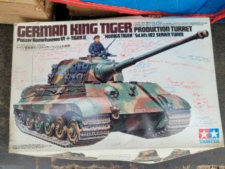 Vintage Tamiya 1/35 King Tiger German Tank Model Kit 35164 1993