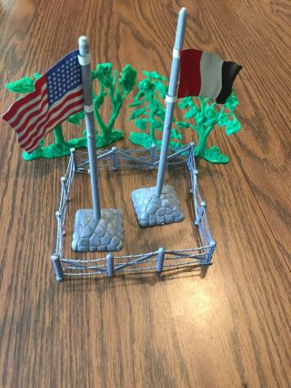 Vintage Marx Ww2 Battleground Play - Set Two Flags - Wire Fence - Forest -