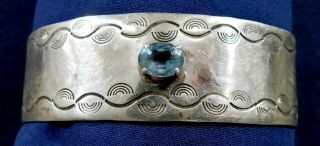 Native American D Sterling Faceted Blue Stone Handmade Vintage Bracelet @ Market