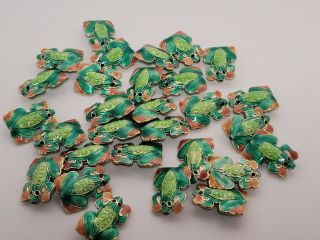 29 Cloisonne Beaded Frogs - For Necklaces - Painted - 2 Sided - 1in - Vintage - Nr