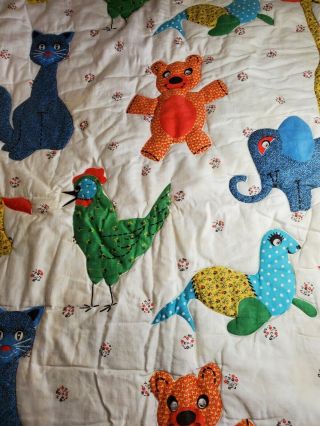 Galante Studio Vintage Baby Blanket Quilt Coverlet Animals Bear Elephant Seal