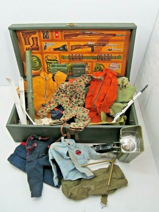 Vintage 1964 Hasbro Gi Joe Wooden Foot Locker With Clothes Broken Parts