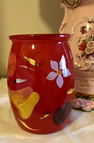 Vintage Bartlett Collins Red Grease Jar W/o Lid - Not Cookie Jar