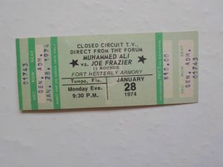 Muhammad Ali Vs Joe Frazier Ii Boxing Ticket 1974 Cassius Clay Tampa Florida Vtg