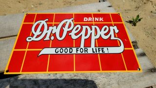 Vintage Dr.  Pepper Soda Pop Porcelain Gas Station,  Supermarket Heavy Metal Sign
