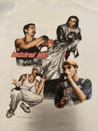 Vintage 90s Backstreet Boys T Shirt Youth Size Large Hanes White Heavyweight