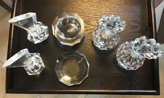 Vintage 1920s - 30s CUT GLASS PERFUME BOTTLES Clear Crystal,  2 2