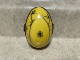 Yellow Egg Trinket Box (Vintage) Peint Main Limoges 2