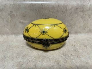 Yellow Egg Trinket Box (Vintage) Peint Main Limoges 3