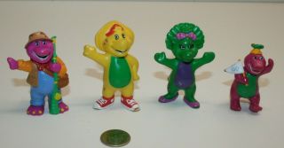 Barney Toy Figures Pvc Plastic Cake Toppers Set Of 4 Vintage 90’s Baby Bop & Bj