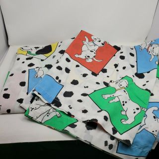 Vintage 101 Dalmations Twin Flat Sheet Fitted Sheet Bed Set Disney Multicolor