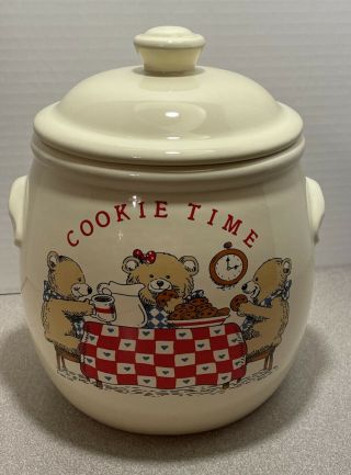 Vintage Treasure Craft Ceramic Cookie Jar Crock 3 Bears