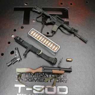 1/6 Hottoys Terminator 2 T2 Dx13 T800 T - 800 Battle Weapon Gun Set