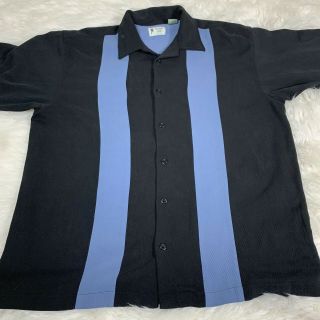 Vintage Silk Short Sleeve Bowling Style Button Up Shirt Men 