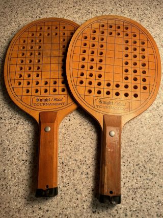 Vintage Wooden Ping Pong Table Tennis Paddles Rackets Knit Official Tournment