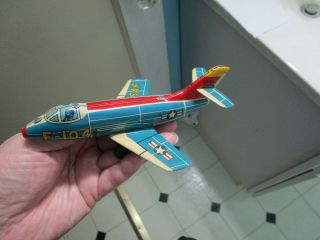 Vintage Usaf Friction Tin Toy Airplane 0104 F - 104 Haji Made In Japan