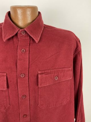 Vintage Ll Bean Chamois Cloth Flannel Shirt Large Red Long Sleeve Button Down
