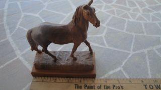 Vintage Hand Carved Wood Horse On A Stand 5 1/4 " Long 6.  5 " Tall