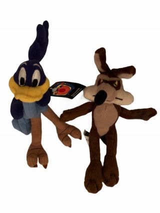 Warner Brothers Looney Tunes Wile E Coyote & Road Runner Plush Bean Bag 1998 Nwt