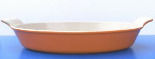 Le Creuset 24cm / 9½ " Vintage Cast Iron Gratin Dish,  Flat Orange Colour
