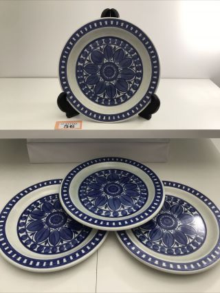 4x Vintage Midwinter Stonehenge Blue Dahlia Pattern Jessie Tait 7” Side Plates