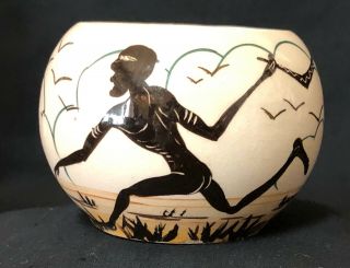 Guy Boyd Australian Pottery Hand Painted Indigenous Hunter Vintage Signed Vase