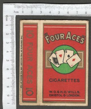 Aop Vintage Empty Packet " Four Aces " Cigarettes W.  D.  & H.  O.  Wills