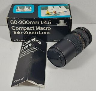 Vintage Jc Penney 80 - 200mm F/4.  5 Compact Macro Tele - Zoom Lens Pentax K Mount