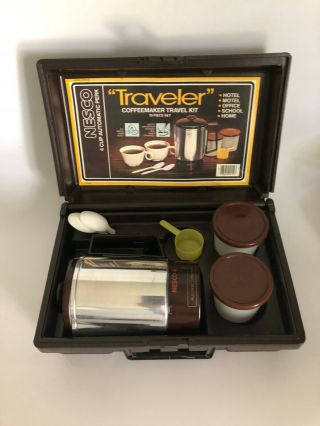 Vintage Nesco " Traveler " Coffee Maker Travel Kit Set With Hard Case,