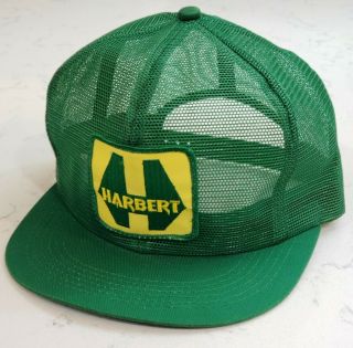 Vintage Harbert Snapback Trucker Hat Full Mesh Patch Cap Made.  In Te Usa