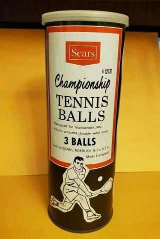 Vintage Sears,  Roebuck & Co.  Championship Tennis Balls.  In Can 3 Balls