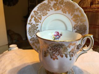 Vintage Teacup And Saucer Crown Staffordshire Fine Bone China (rare) 1950s