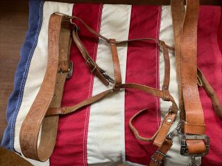 Vintage Leather Toddler Reins Harness Leash Cowboy Indian Fishing Motif