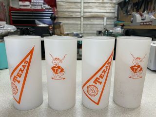 Vintage University Of Texas Frosted Glasses - Set Of 4