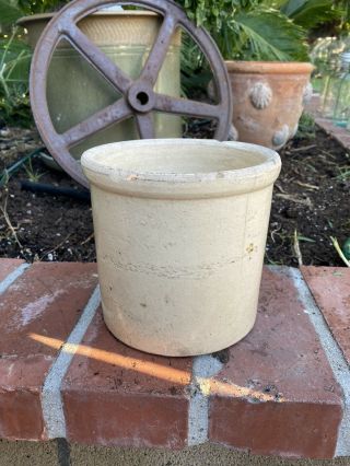 Vintage Miniature Stoneware Crock Utensil Holder K M Pottery Los Angeles Calif