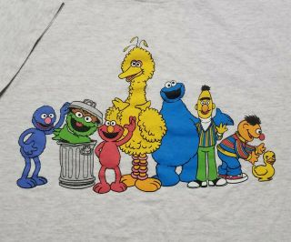 Vintage 1990s Sesame Street Big Bird Cookie Monster Made In Usa Medium Shirt
