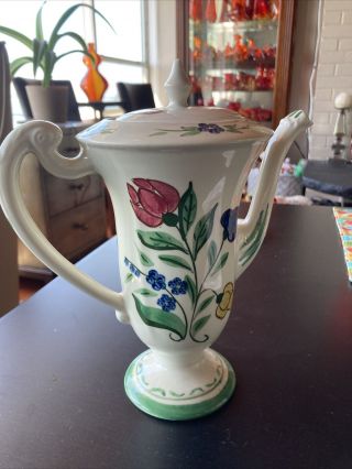 Vintage Blue Ridge China Tea Pot Hand Painted With Lid / Floral Pattern