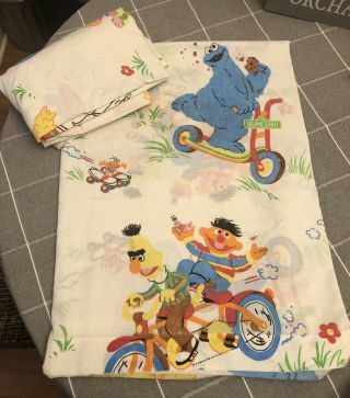 Vintage Sesame Street Flat & Fitted Bed Sheets Set Twin