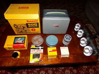 Vintage Kodak Brownie 500 8mm Movie Projector & Model 2 Movie Camera & More