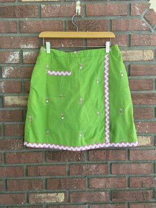 Vintage Lilly Pulitzer Golf Skirt Sz 8 Green Pink Trim