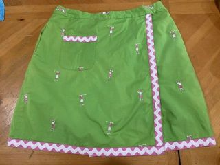 Vintage Lilly Pulitzer Golf Skirt Sz 8 Green Pink Trim 3