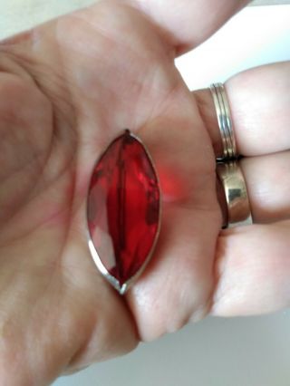 Vintage Sterling Silver Red Glass Brooch/pin