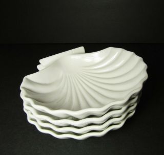 4 Vintage Ceramic Oven Proof Scallop Sea Shell Baking Dish Bowls Made In Japan