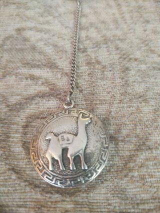 Peru 925 Silver - Vintage Alpaca Llama Key Chain