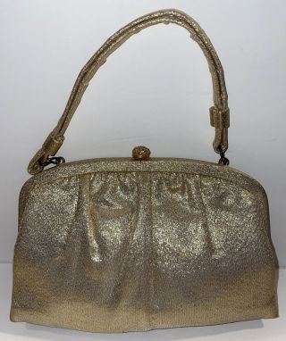 Vtg Clutch Purse,  Gold Metallic Cocktail Evening Formal Party
