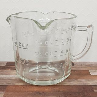Federal Glass 3 Spout Measuring Cup Vintage Clear Glass With Embossed Markers