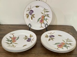 Set Of 5 Vintage Royal Worcester Evesham Gold Dinner Plates