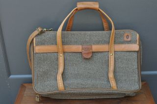 Vtg Hartmann 3 Compartment Brown Tweed & Leather Belting 21 " Carry - On Bag